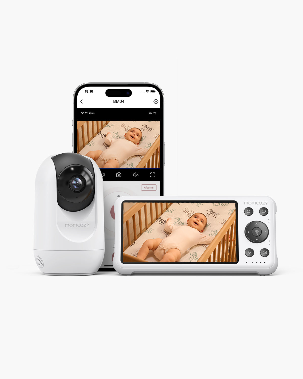 Translation missing: de.Momcozy BM04 Babyphone mit Kamera, 5-Zoll-Monitor und App auf dem Smartphone