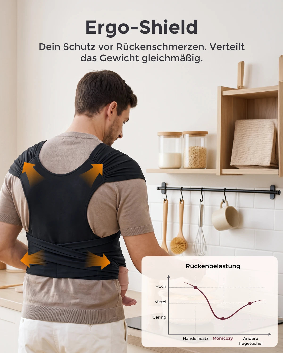 Einfach freihändig zu tragen - Babytragetuch