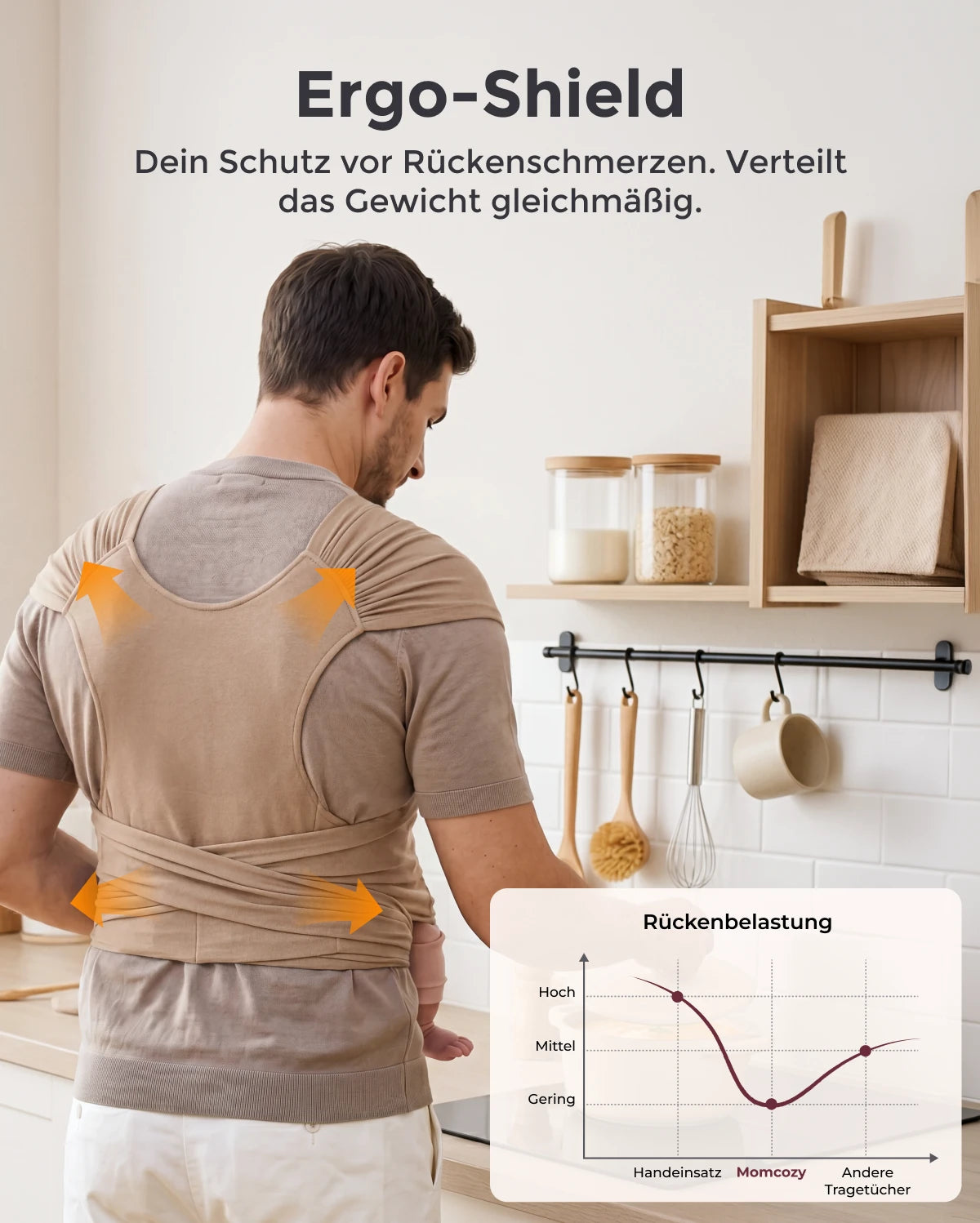 Einfach freihändig zu tragen - Babytragetuch