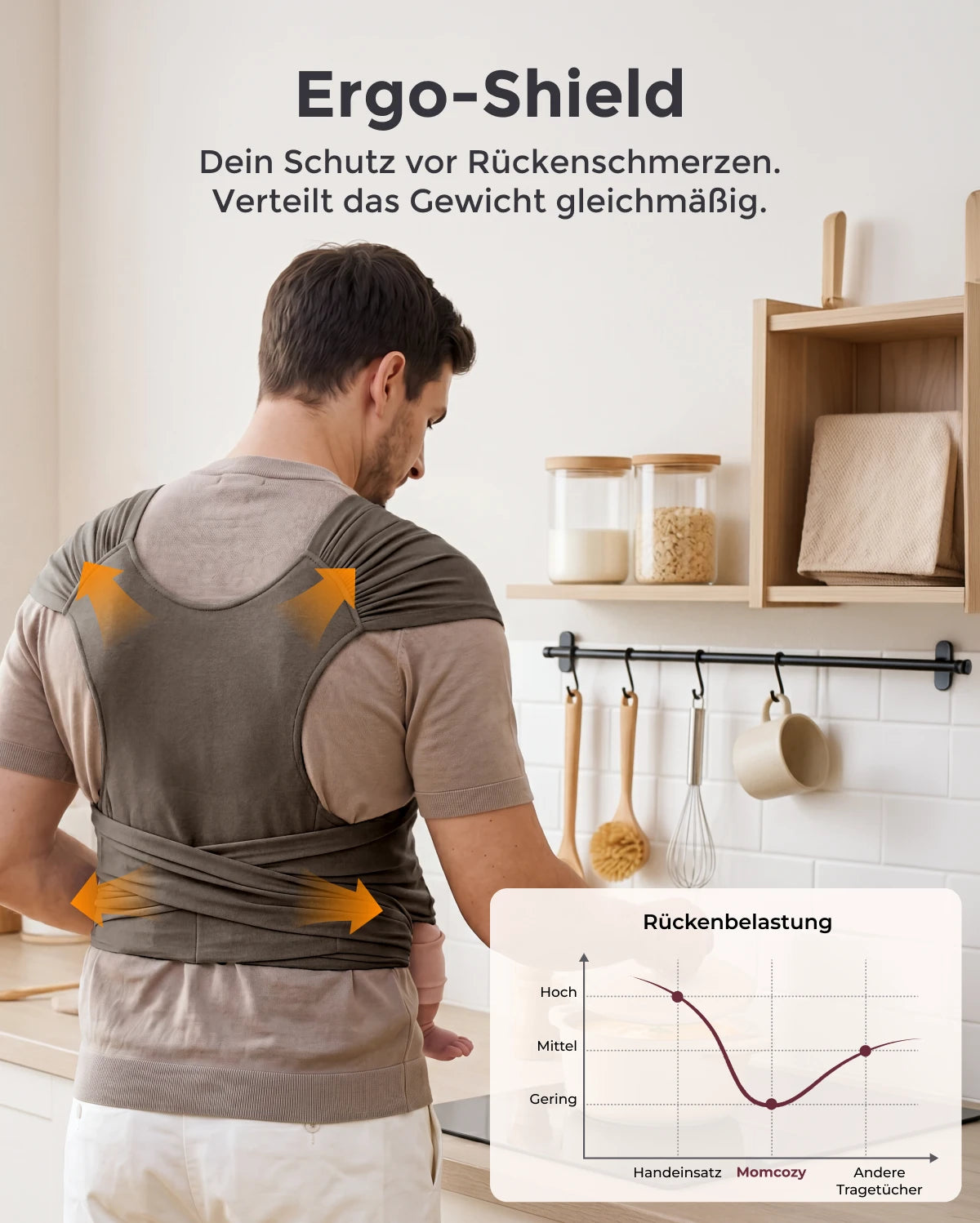 Einfach freihändig zu tragen - Babytragetuch