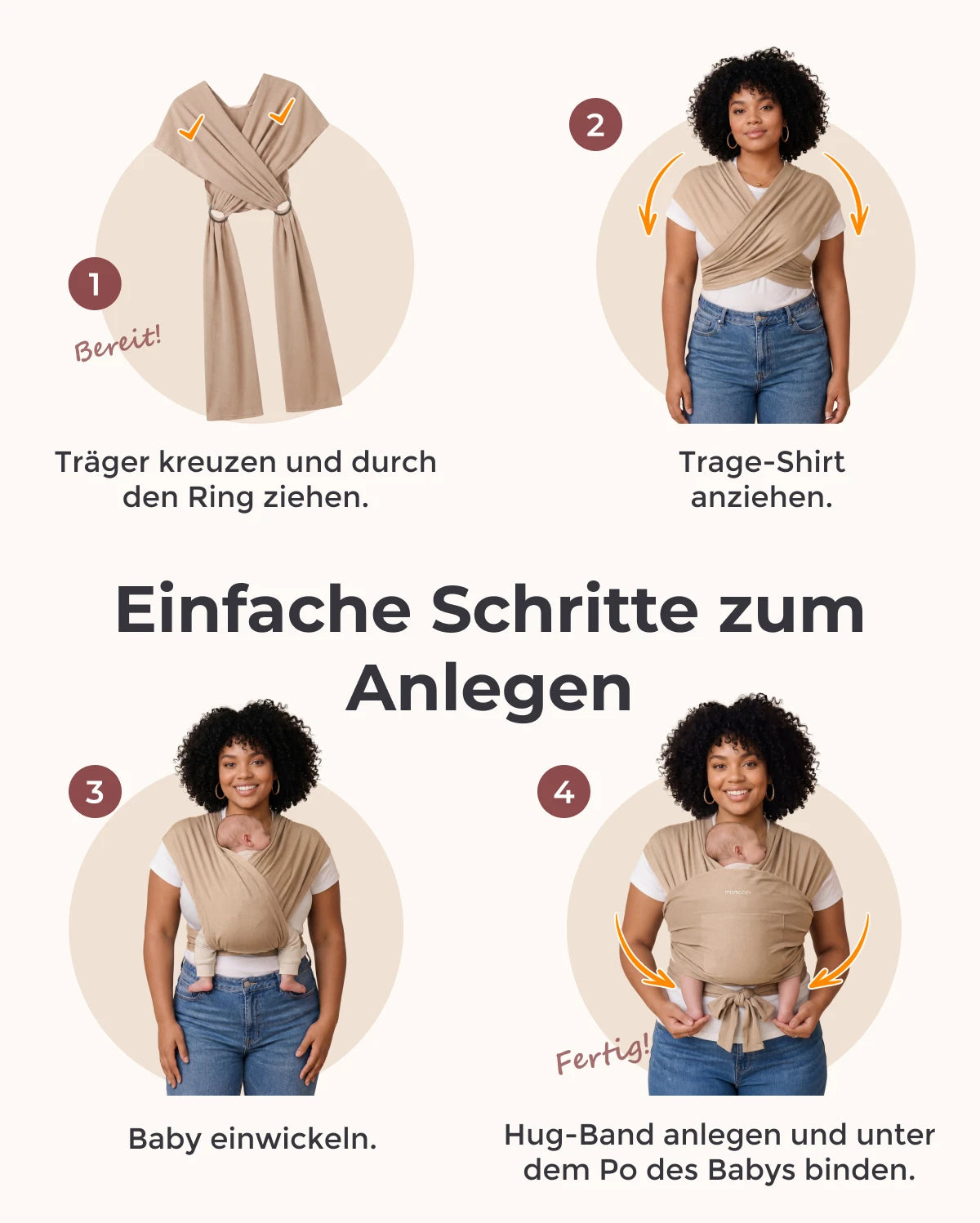 Einfach freihändig zu tragen - Babytragetuch