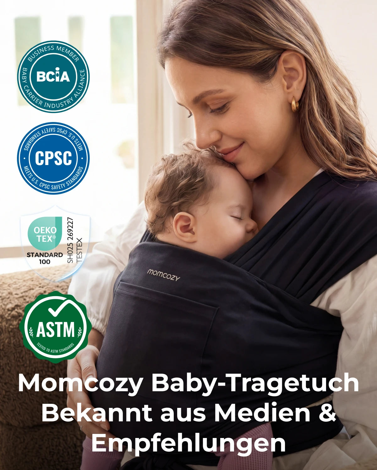 Einfach freihändig zu tragen - Babytragetuch