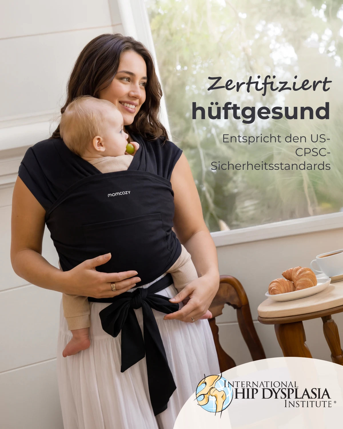 Einfach freihändig zu tragen - Babytragetuch