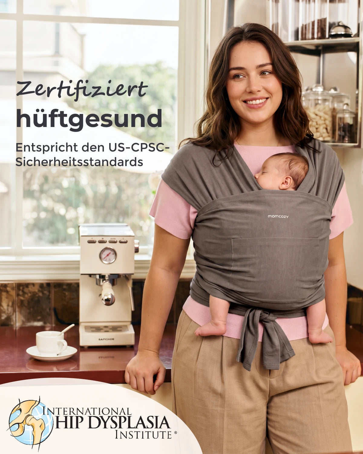 Einfach freihändig zu tragen - Babytragetuch