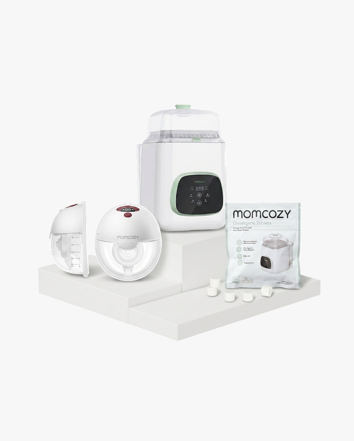 M5 Smart Milchpumpe, Flaschenreiniger und Reinigungsblock
