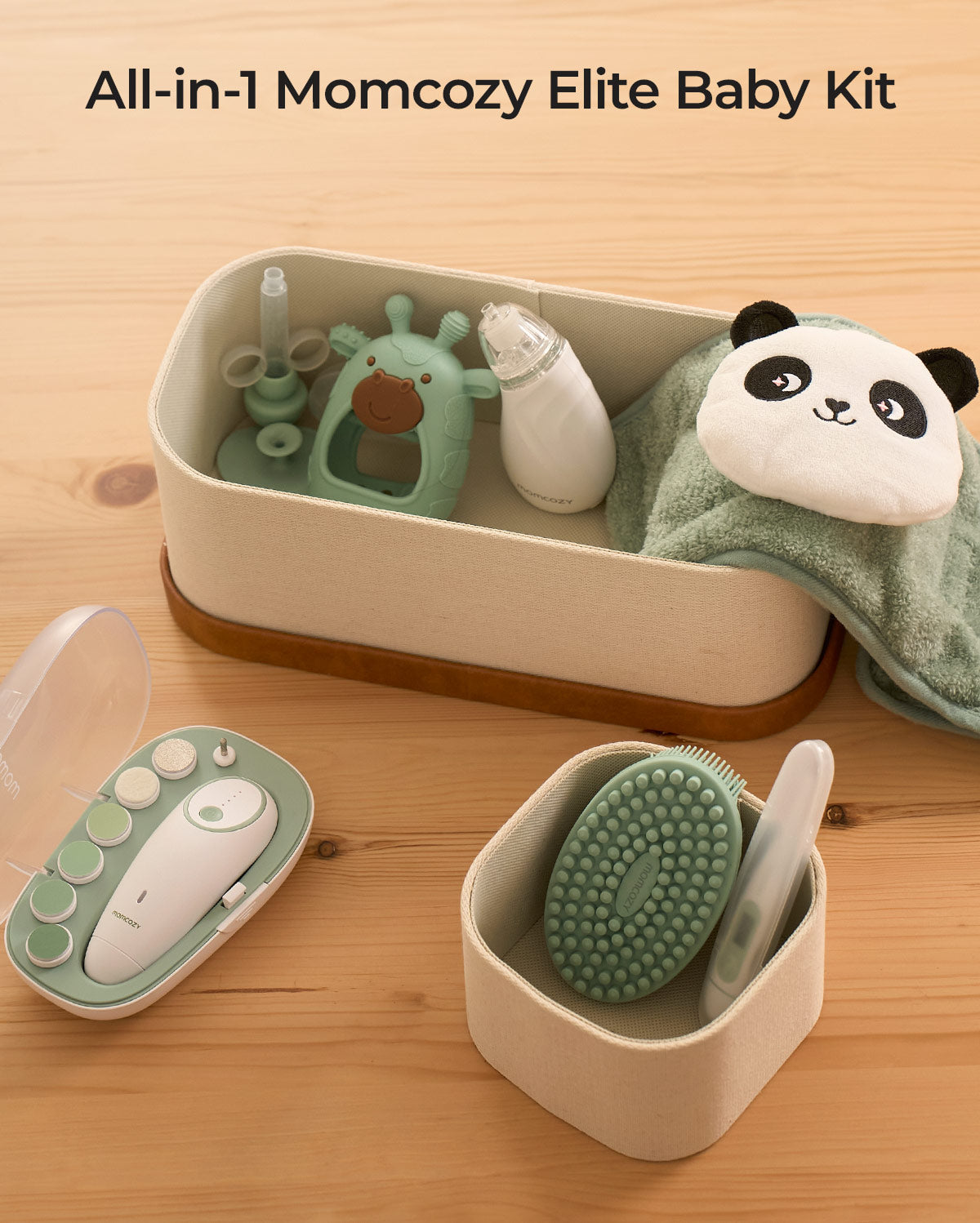 Momcozy Elite Babyset mit Zahnungsspielzeug, Nasensauger, Bürste und Waschlappen