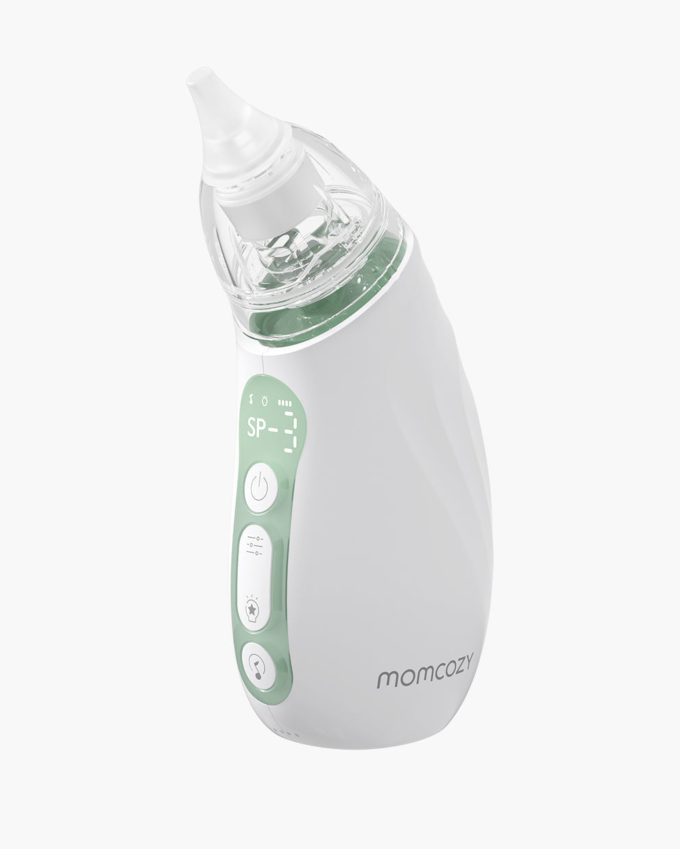 Momcozy Nasensauger für Babys in Weiß-Grün mit weicher Spitze und Display