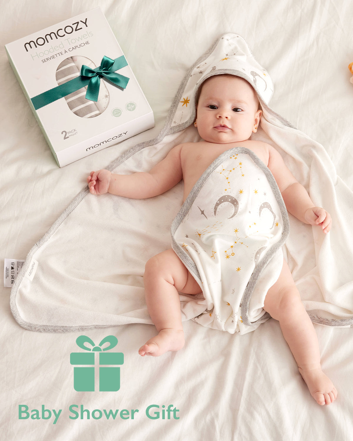 MOMCOZY BABY HOODED TELETEL FÜR NEUBORN DUUBE - 2 Zählung (Packung von 1)