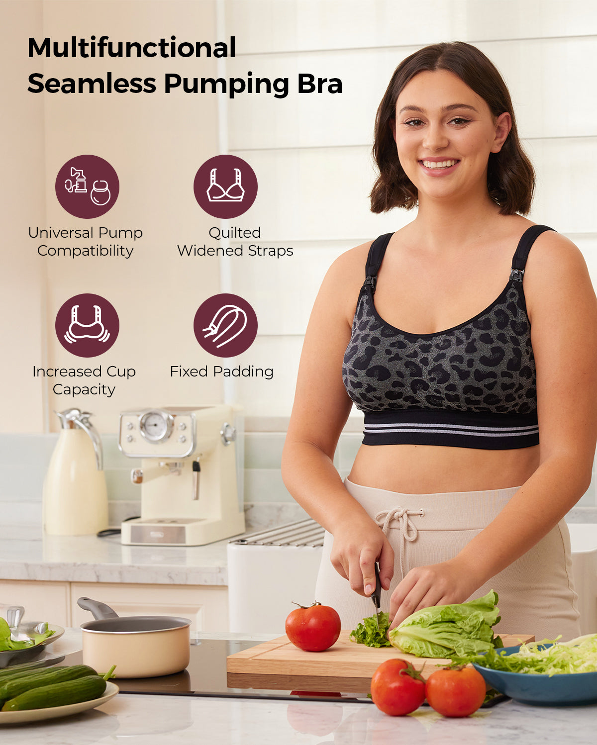 DEX 4-in-1 Freihändiger Abpump-BH – Nahtlos & Stretch