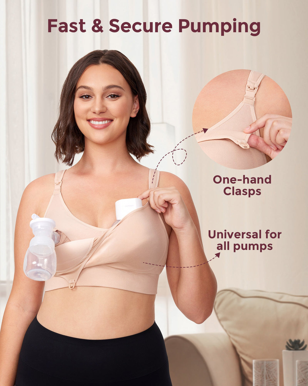 Momcozy Freihändiger Pump-BH All-in-One mit fester Polsterung