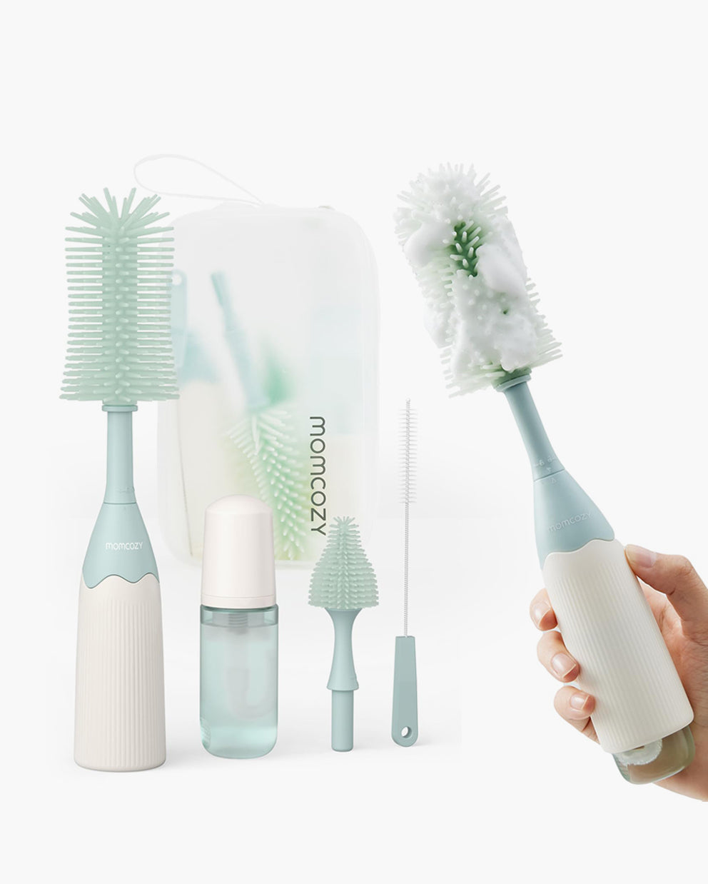 Momcozy Innovatives Flaschenbürsten-Set mit Push-Press-Design