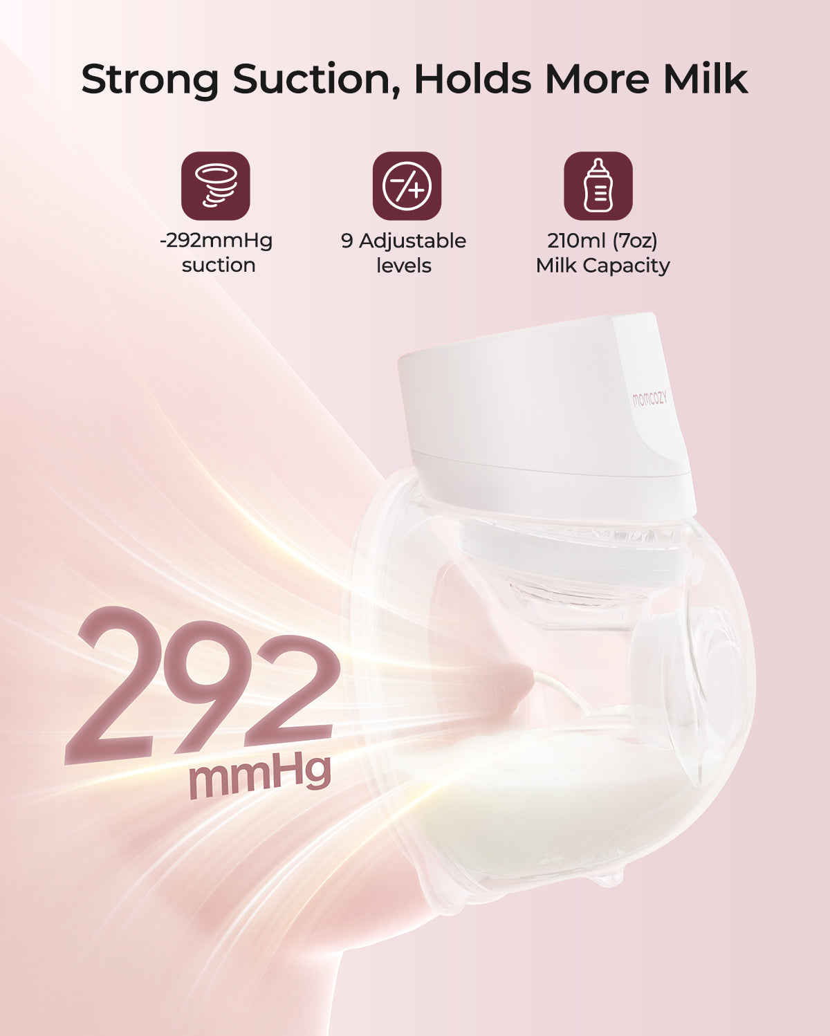 Momcozy S12 Pro Quick mit max. 292 mmHg Saugkraft, 9 Stufen und 210 ml Fassungsvermögen