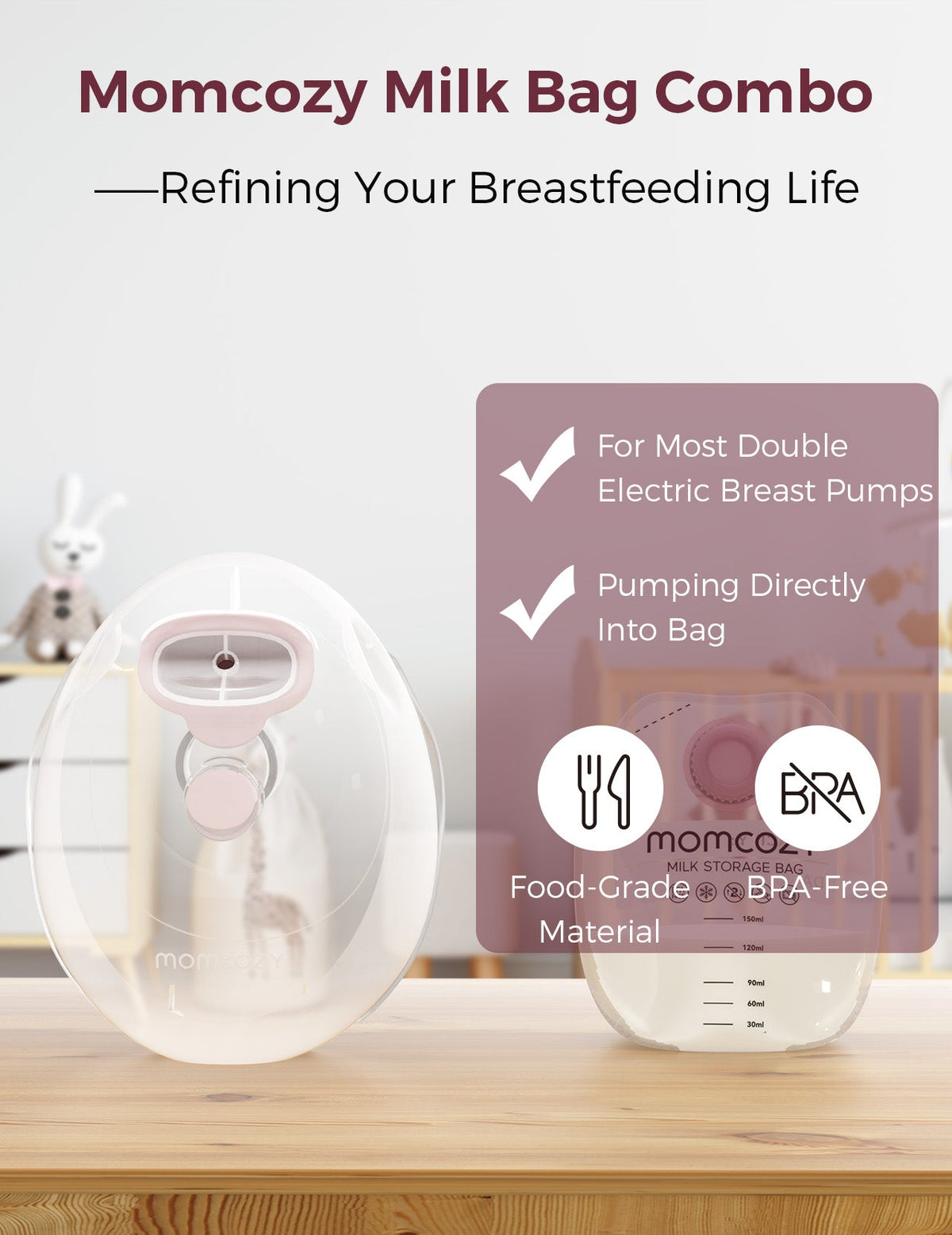 Momcozy Tragbare Milchsammelbecher - für Momcozy V1/V2 & die meisten elektrischen Milchpumpen