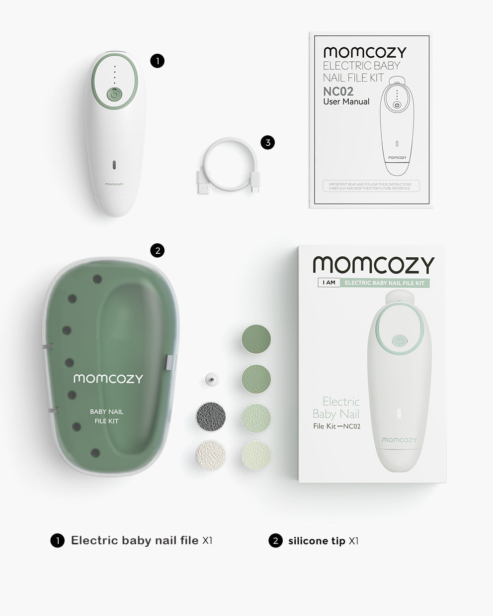 Momcozy Elektrische Babynagelfeile - Geräuscharm