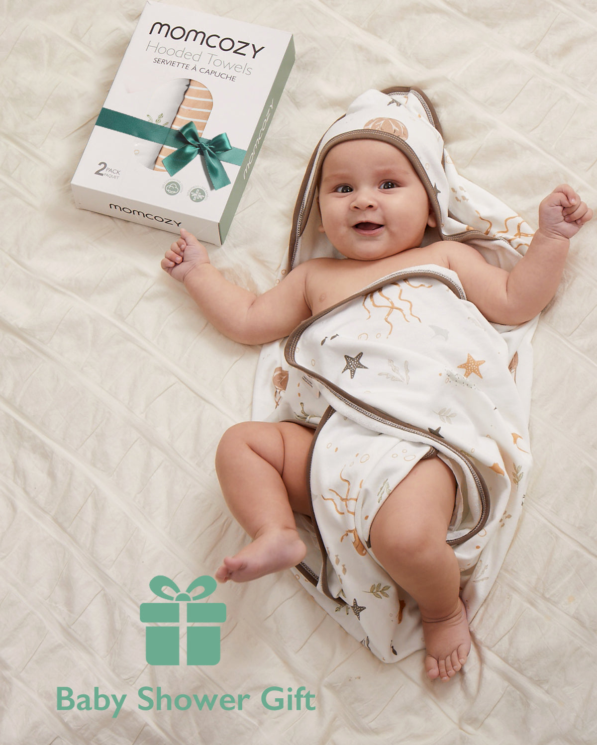 MOMCOZY BABY HOODED TELETEL FÜR NEUBORN DUUBE - 2 Zählung (Packung von 1)