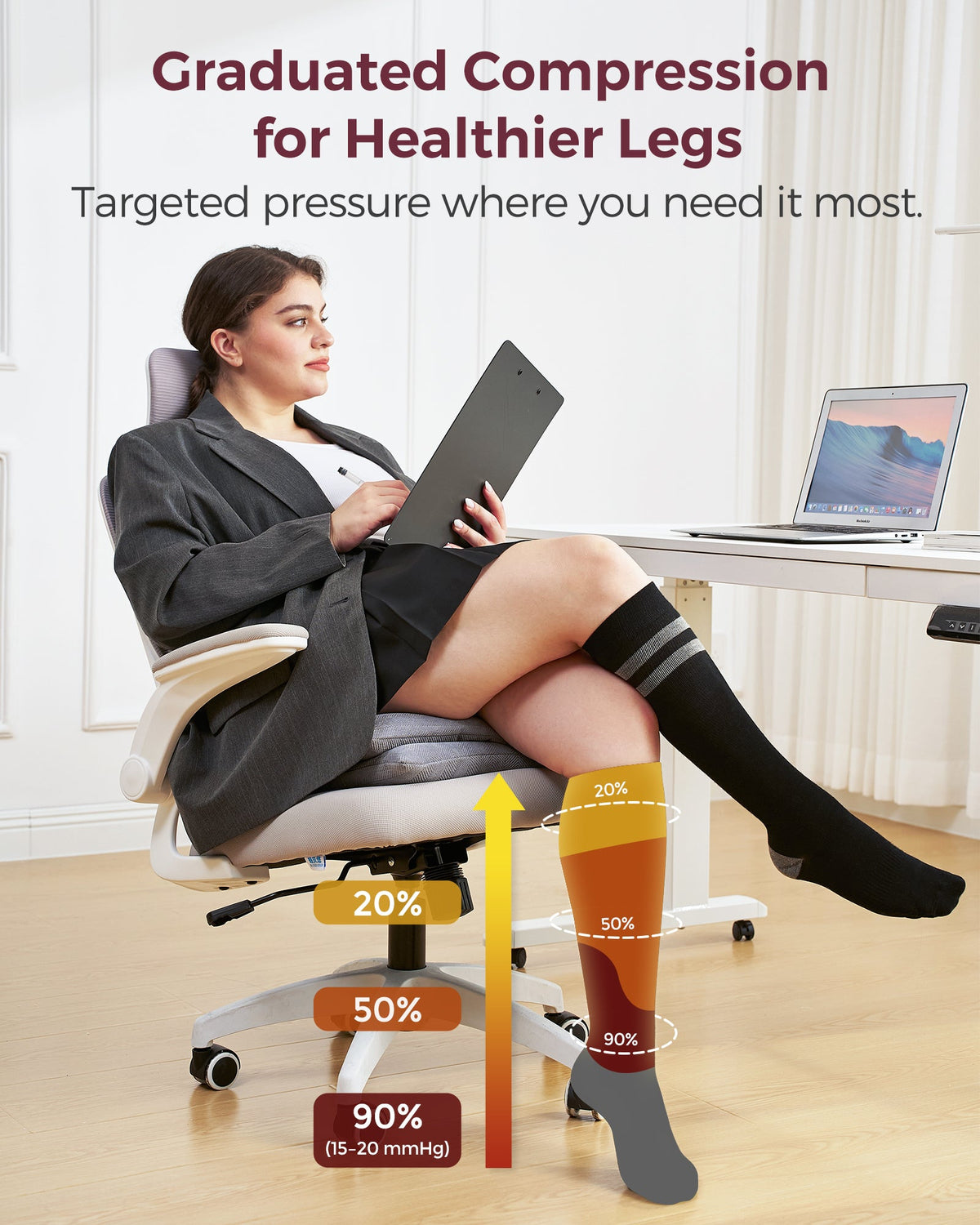 Momcozy Kompressionssocken für Schwangere, 2er Pack 15-20 mmHg