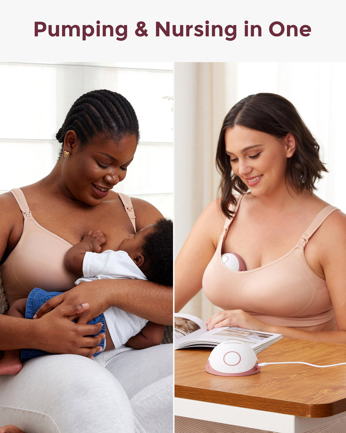 Momcozy Freihändiger Pump-BH All-in-One mit fester Polsterung