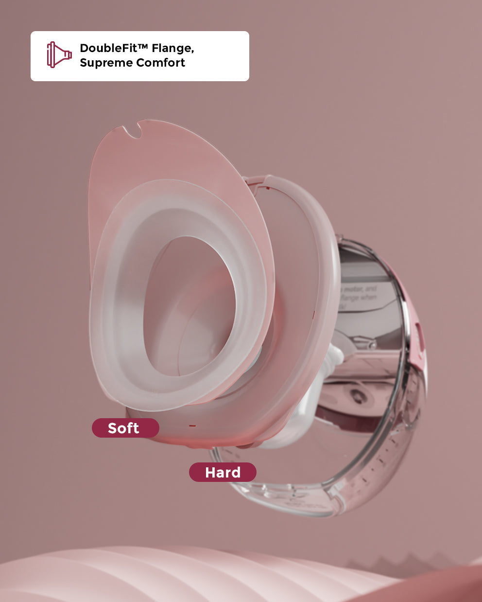 DoubleFit™-Flansch der Momcozy M6 mit weicher und harter Einlage für optimale Passform
