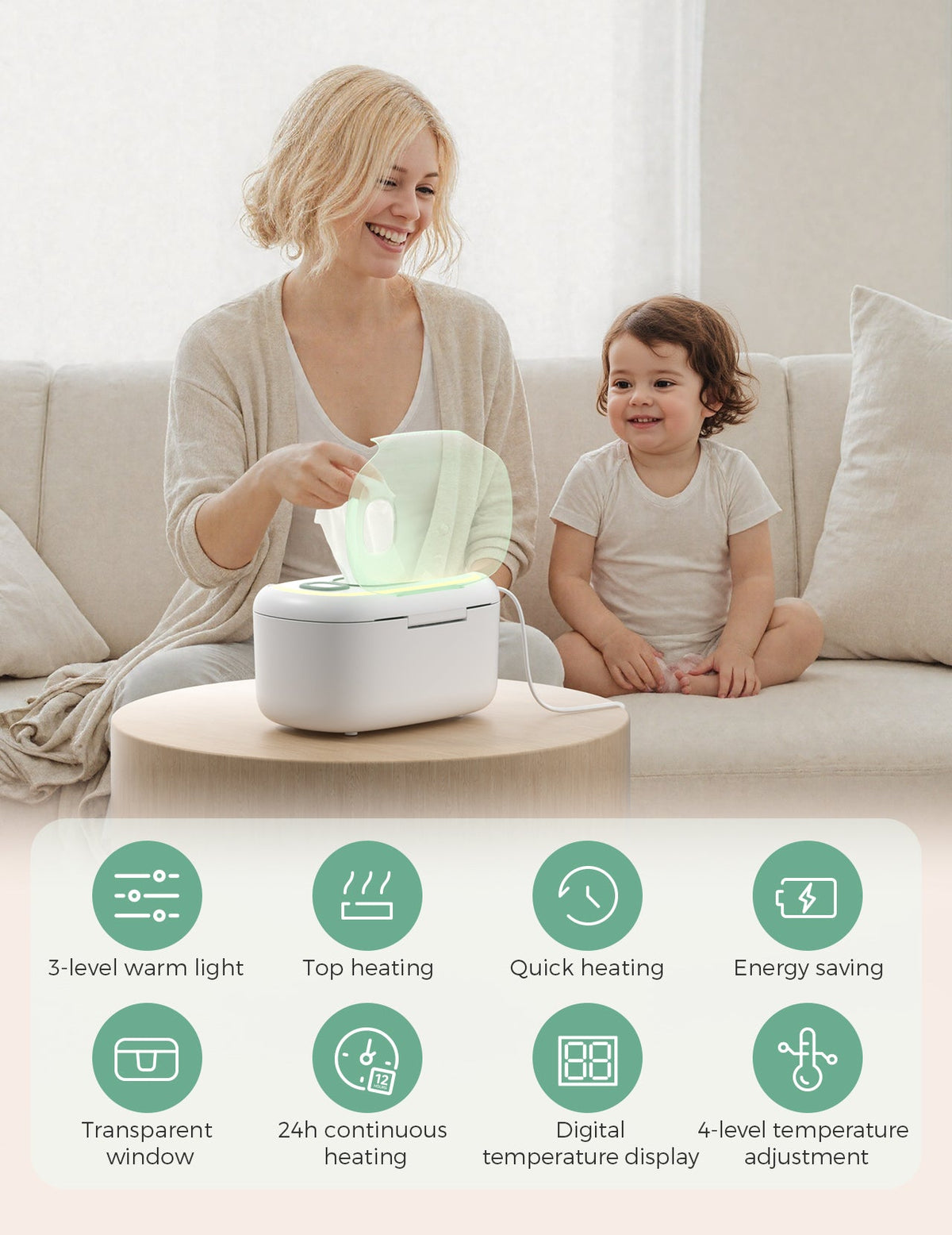 All-in-1 Babyset, elektrische Babynagelfeile und Babyfeuchttücherwärmer
