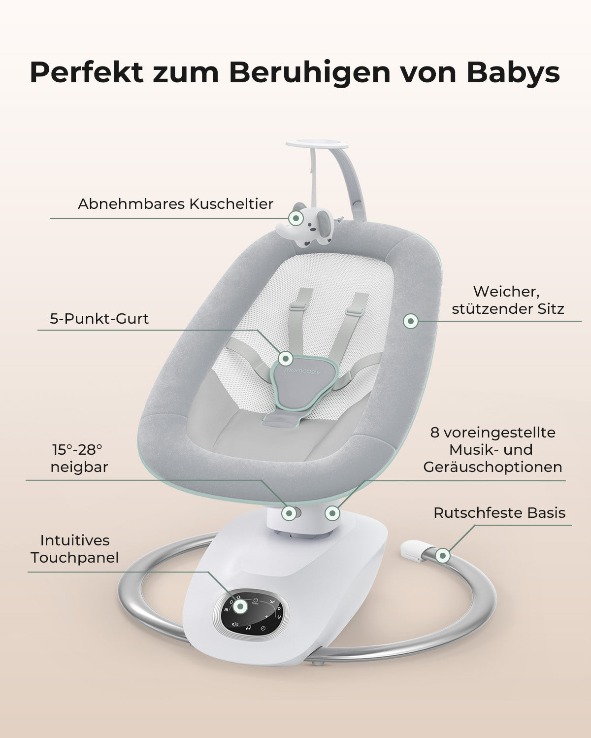 Momcozy CocoSway 3D-Motion Elektrische Babyschaukel