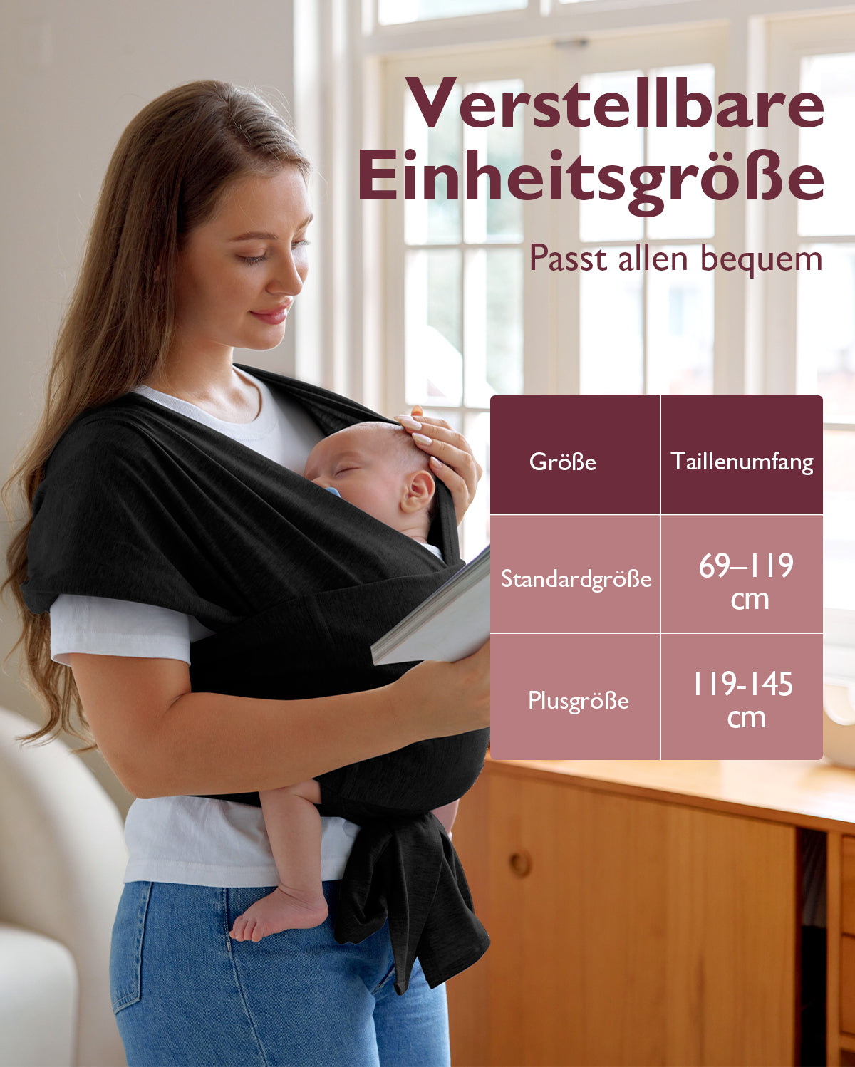 Einfach freihändig zu tragen - Babytragetuch