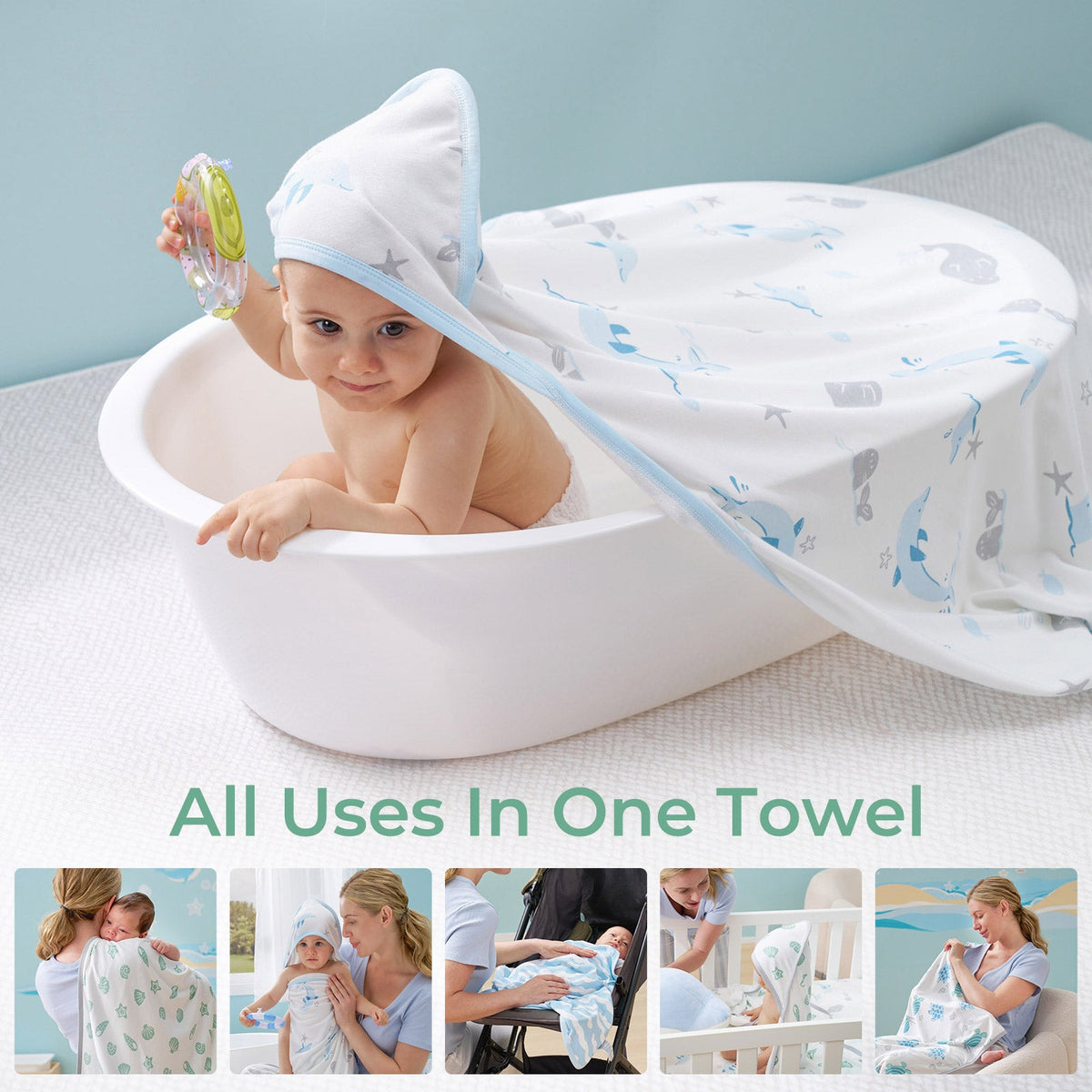 MOMCOZY BABY HOODED TELETEL FÜR NEUBORN DUUBE - 2 Zählung (Packung von 1)