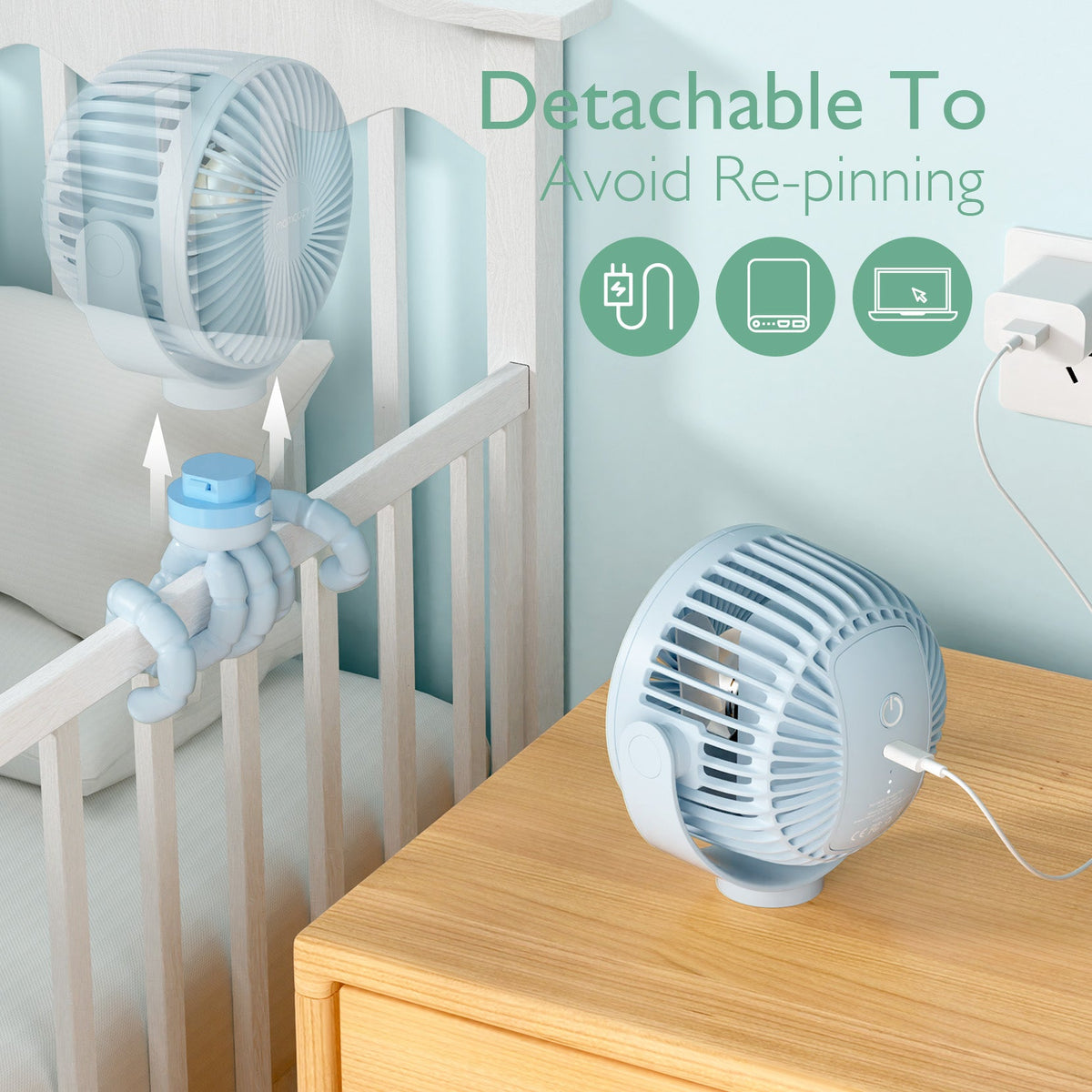 Wiederaufladbarer USB-Handventilator für die Reise