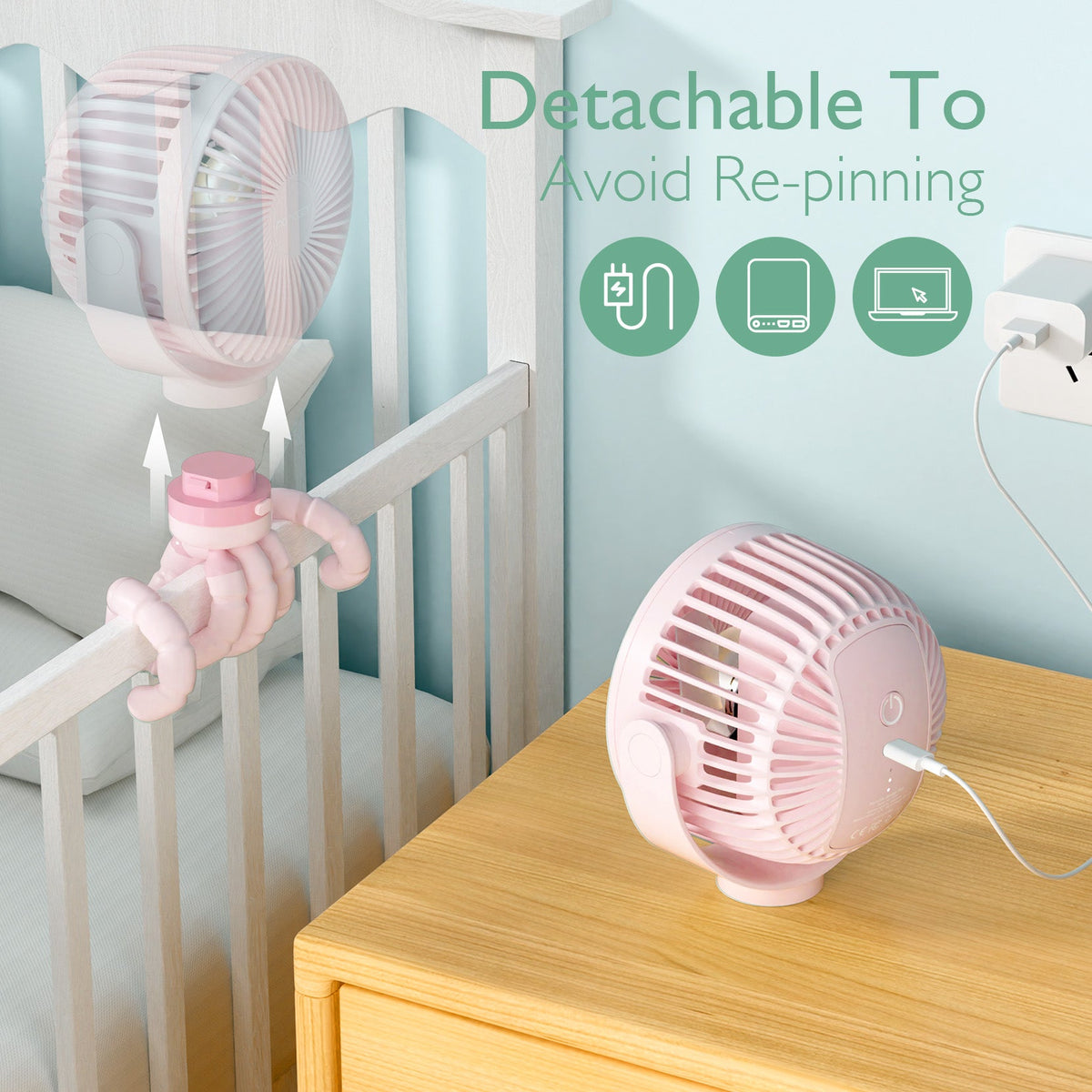 Wiederaufladbarer USB-Handventilator für die Reise