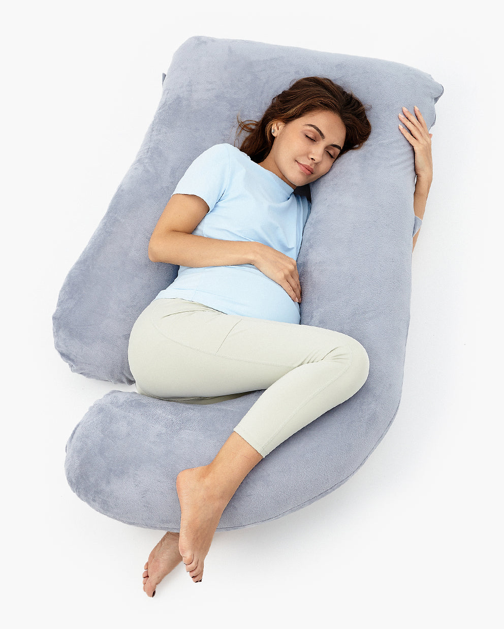 Momcozy Schwangerschaftskissen in U-Form umschließt Kopf, Bauch und Beine