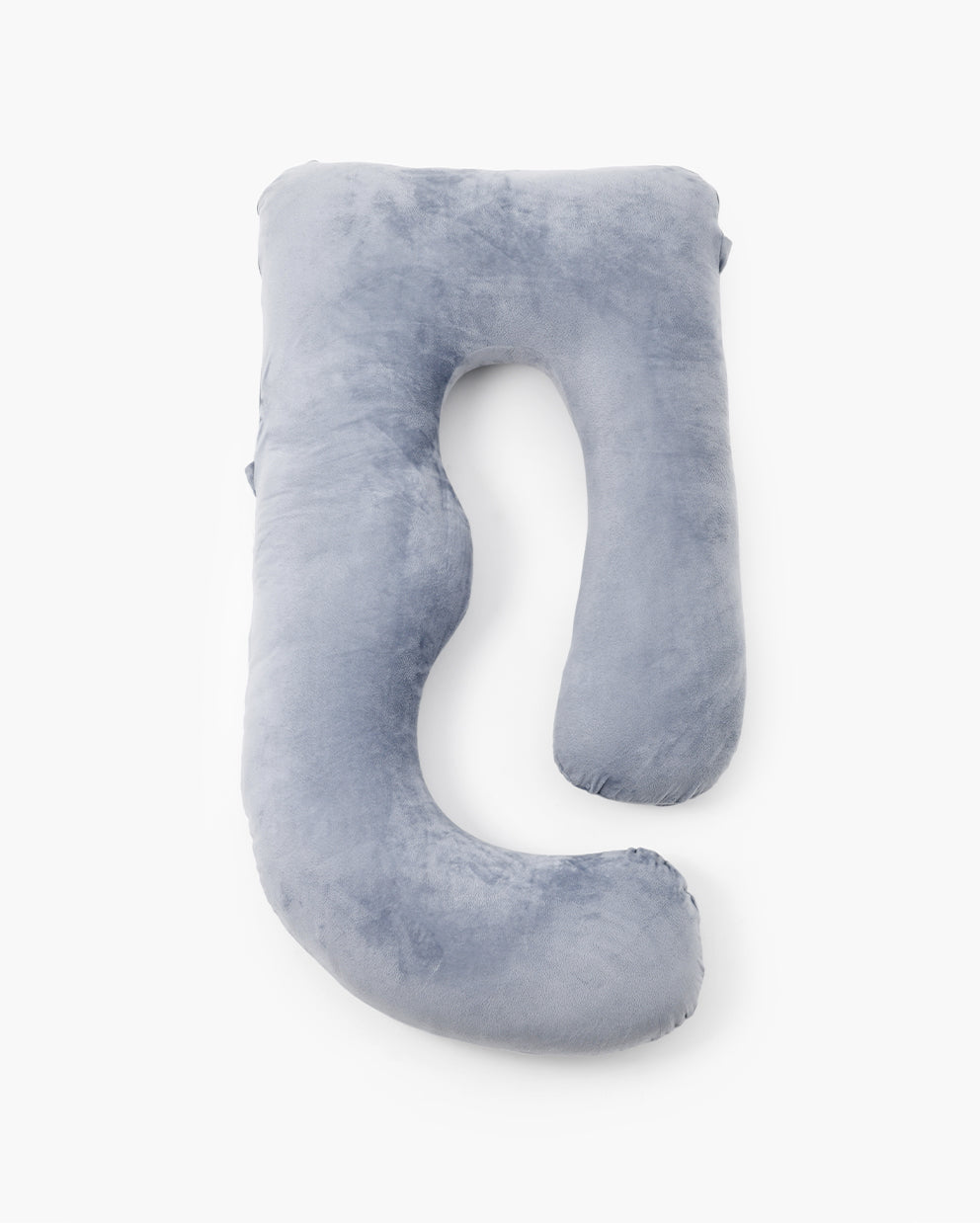 Momcozy Huggable Schwangerschaftskissen aus blaugrauem Samt mit Schnallen an beiden Enden