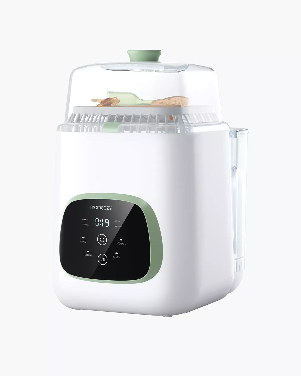 Momcozy KleanPal Pro Flaschenreiniger in Weiß-Grün mit Touch-Display und Wassertank