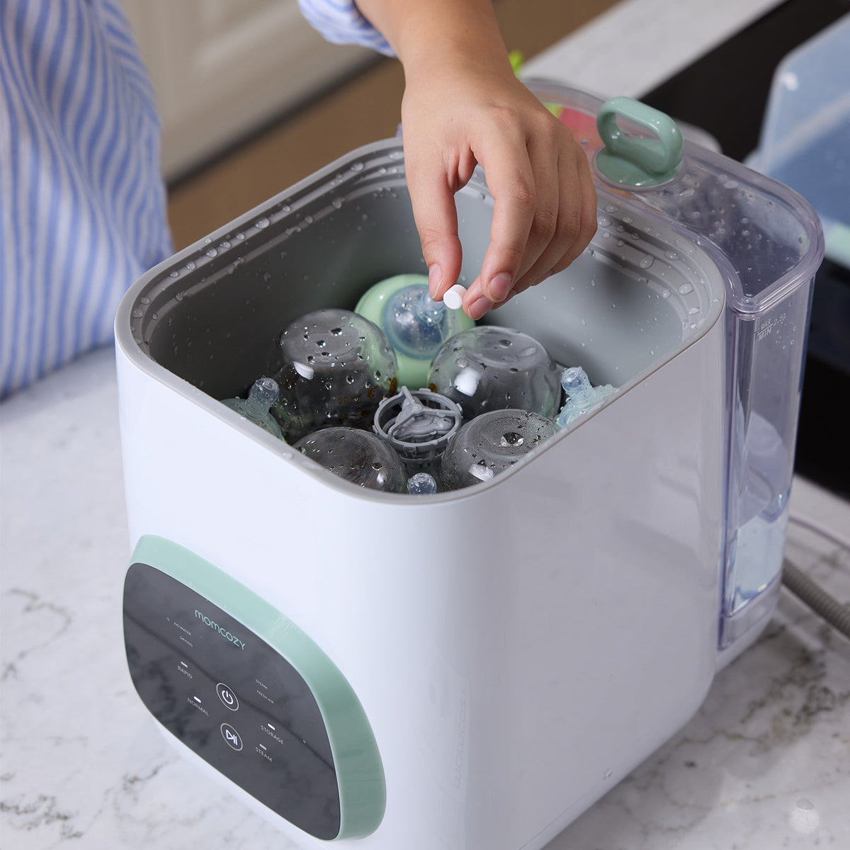 M6 Milchpumpe, Flaschenreiniger und Reinigungsblock