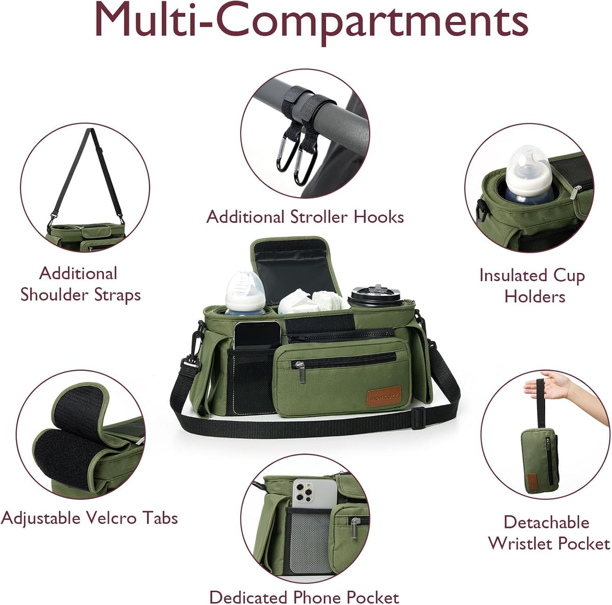 Momcozy Kinderwagenorganizer - All-in-One-Becherhalter & Haustierkinderwagen