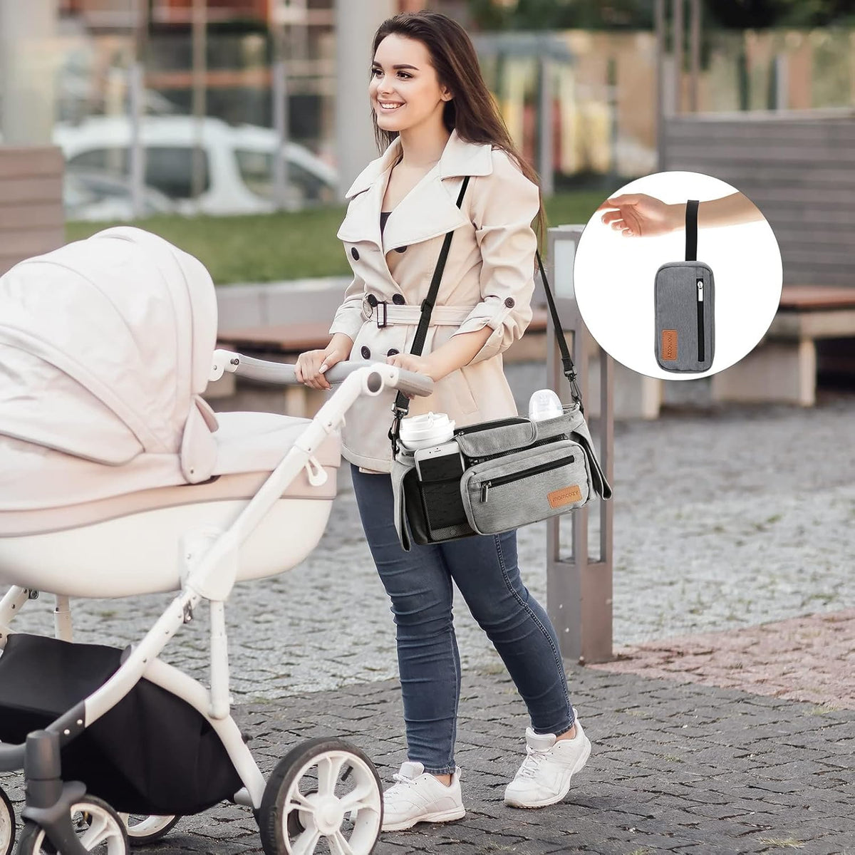 Momcozy Kinderwagenorganizer - All-in-One-Becherhalter & Haustierkinderwagen