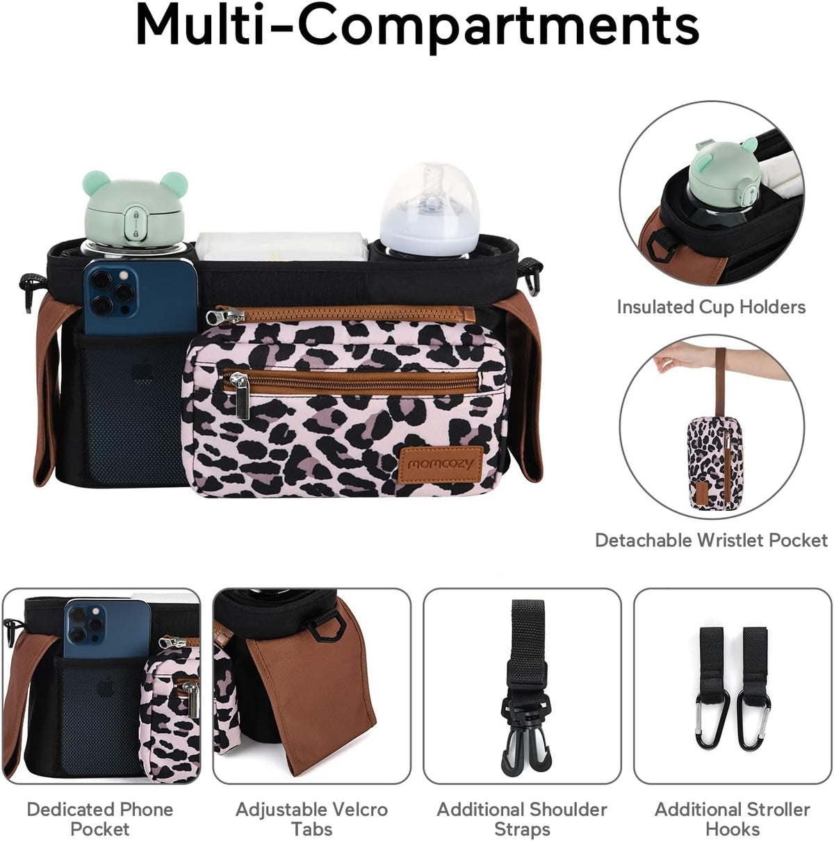 Momcozy Kinderwagenorganizer - All-in-One-Becherhalter & Haustierkinderwagen
