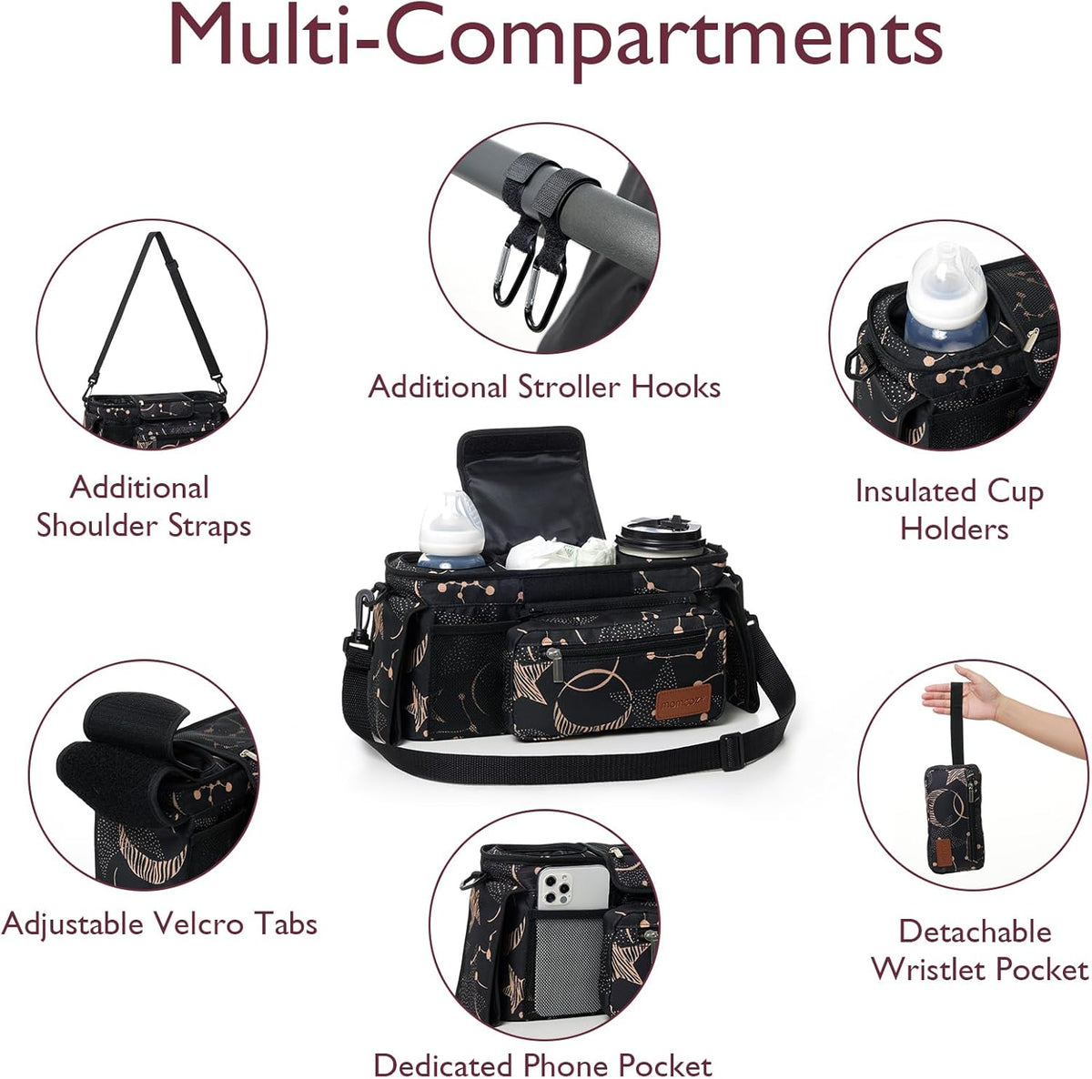 Momcozy Kinderwagenorganizer - All-in-One-Becherhalter & Haustierkinderwagen